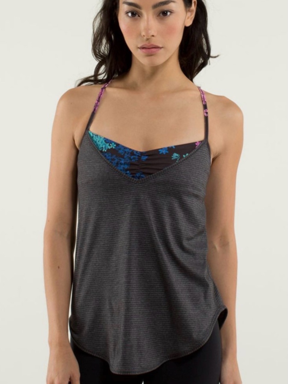 Lululemon Roll Out Tank Size 6 Built-In Bra Strappy Back Black